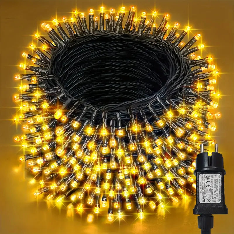 Catena Luminosa Luci per Albero di Natale da Interno ed Esterno, Ip44, 300 LED, Cavo verde, 15 metri, Luce Calda, Fredda, Multicolor, Rossa, Verde Blu