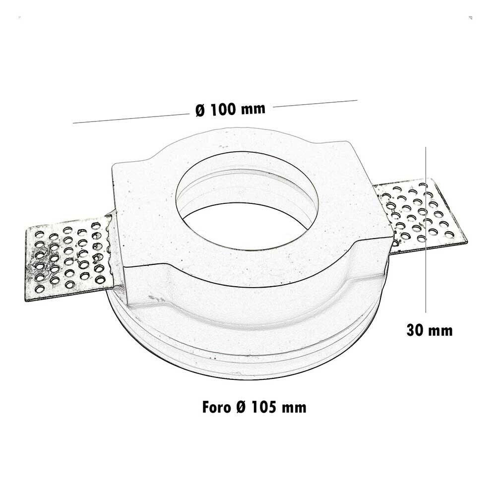 Portafaretto da Incasso in Gesso Rotondo a Scomparsa Compatibile con Faretti GU10 Foro Incasso Ø105mm Dimensioni Ø100 x 33 mm Design Elegante per Soffitti Moderni Installazione in cartogesso