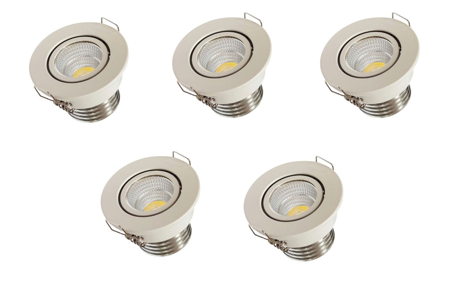 Kit 5 Faretti LED da Incasso 3W COB Orientabili 270 Lumen Foro 45mm Diametro 52mm Bianco, Luce fredda 6500K, Luce calda 3000K, Luce naturale 4000K