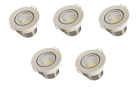 Kit 5 Faretti LED da Incasso 3W COB Orientabili 270 Lumen Foro 45mm Diametro 52mm Bianco, Luce fredda 6500K, Luce calda 3000K, Luce naturale 4000K