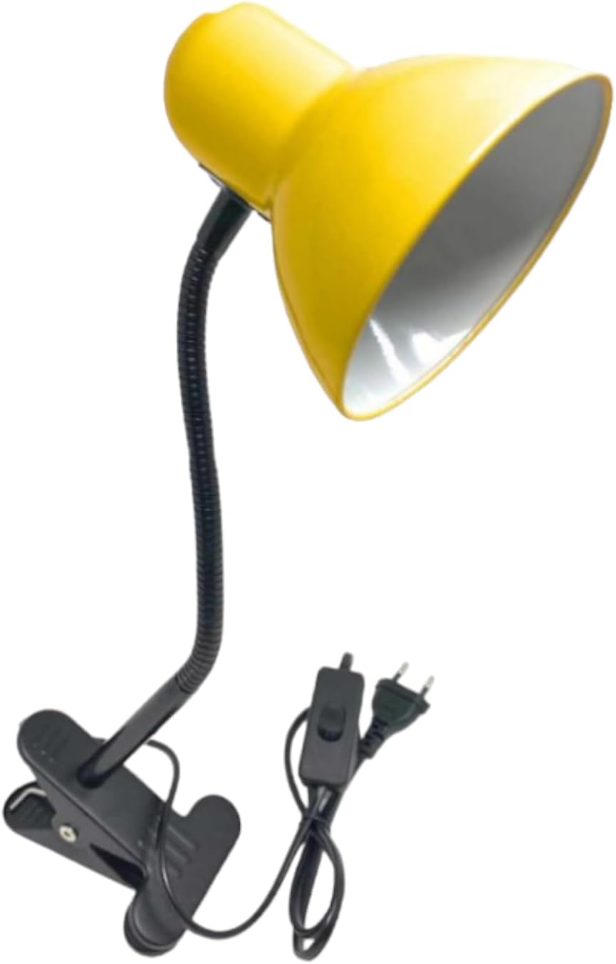 Lampada da Tavolo in Metallo con Braccio flessibile Testa Girevole e pinza Attacco E27 Ideale per Scrivania lettura studio