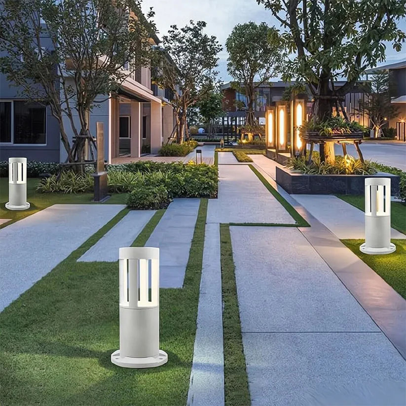 Lampione a led lampioncino lampada illuminazione da esterno palo da giardino bianco moderno 12w ip65 30cm