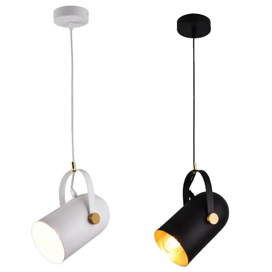 Lampada a Sospensione Orientabile in Metallo – Design Moderno con Dettagli Dorati – Disponibile in Bianco o Nero